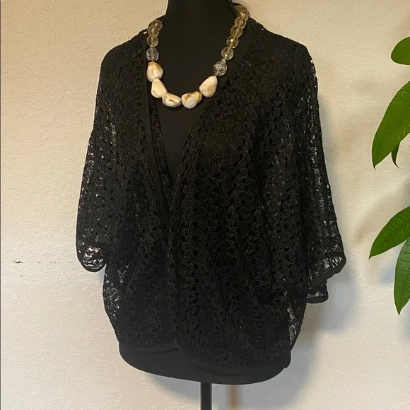 Lucy Diamonds Elegant Black Lace Cardigan - Picture 3 of 4